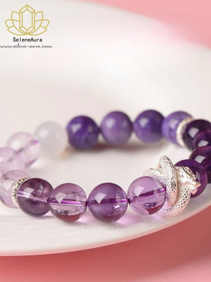 Natürlicher Amethyst Armband für Frauen - Energie Perle, Lila