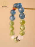Xiuyan-Trauben Milchschaum Armband | Vintage Aquamarin Jahresenergie | Schneequarz & Nan Hong