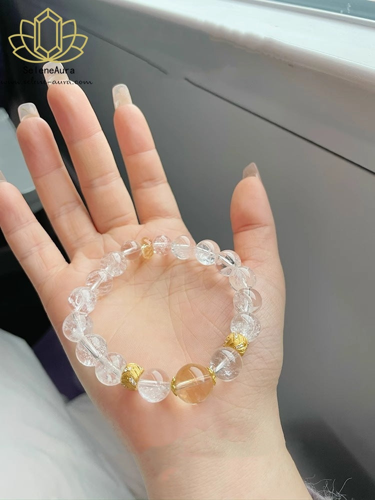 Weiße und gelbe zweifarbige Kristallketten Damenschmuck für jeden Tag Weißer Kristall-Heilschmuck