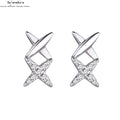 S925 Sterlingsilber Doppel-Stern Ohrringe | Koreanischer Minimalismus | Kreuzdesign