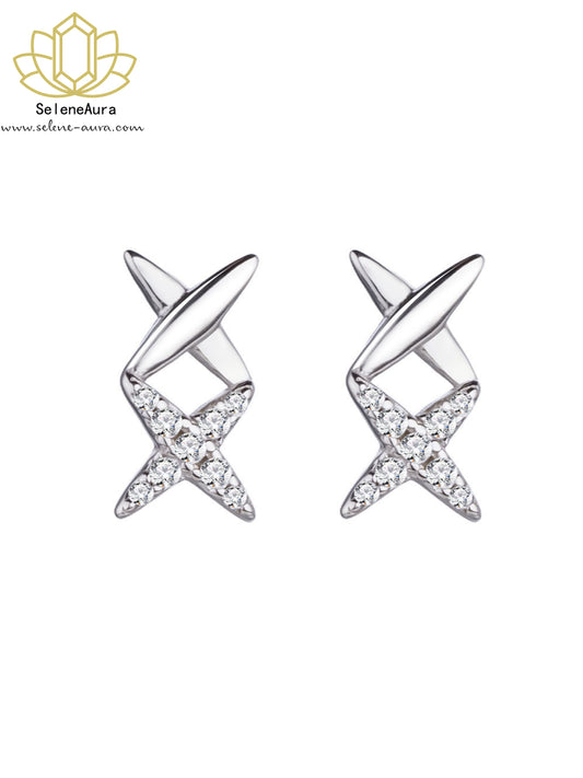S925 Sterlingsilber Doppel-Stern Ohrringe | Koreanischer Minimalismus | Kreuzdesign