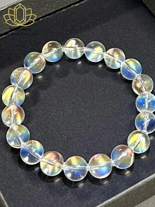Schutzengel Armband Großer Madagaskar Mondstein | Naturstein | Handvergoldet | Energiegeschenk