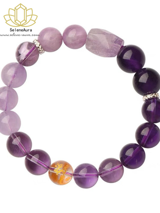 Natürlicher Amethyst Armband für Frauen - Energie Perle, Lila