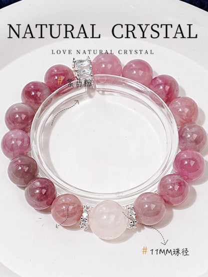 Erdbeerquarz und Rosaquarz Design-Armband | Natürliche Energieheilung