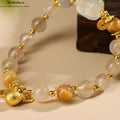 Goldener Pi Xiu Armreif｜Citrin & Rutilquarz｜Modernes Chinoiserie Design | Pi Xiu Armband