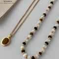 Tigerauge-Mutterperlmutt-Achat Perlenkette | Maillard Vintage Herbst/Winter | Energie Schmuck