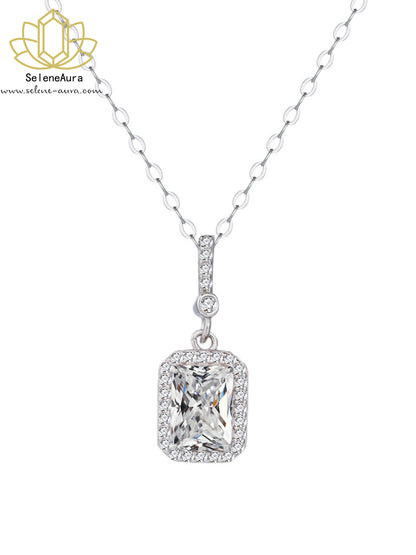 Rosenquarz Zuckerwürfel Parfümflakon Anhänger S925 Silber Rhodium Rosa Diamanten