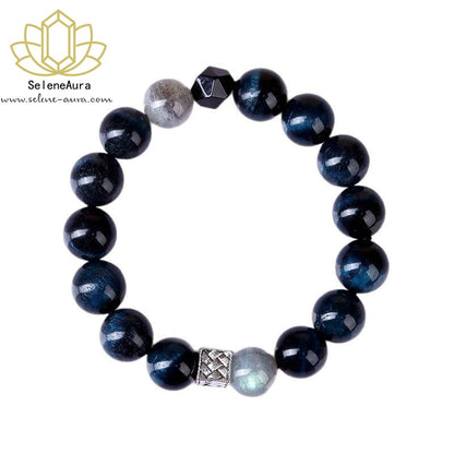 Handgemachtes Blaues Tigerauge Paar Armband - Natürlicher Edelstein