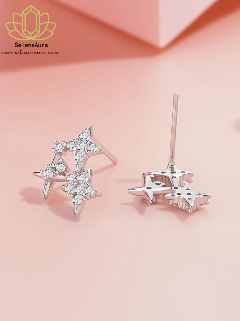 Sterne Ohrringe "Silberner Stern" | 925 Silber | Minimalistisch & Elegant