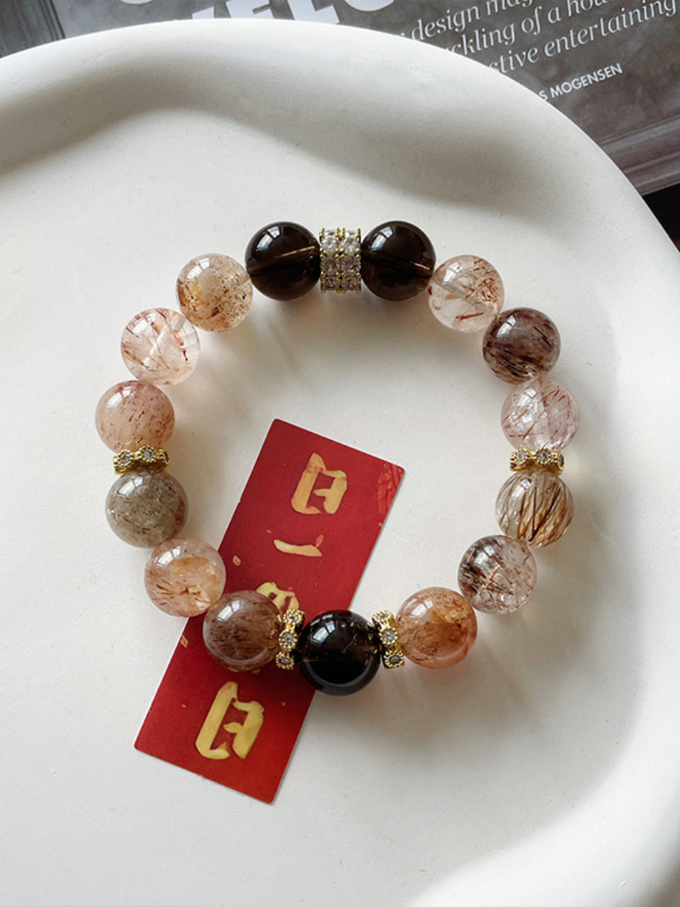 Schwarzes Gold Super7 & Rauchquarz Armband | Geometrisches Design | Unisex Energie