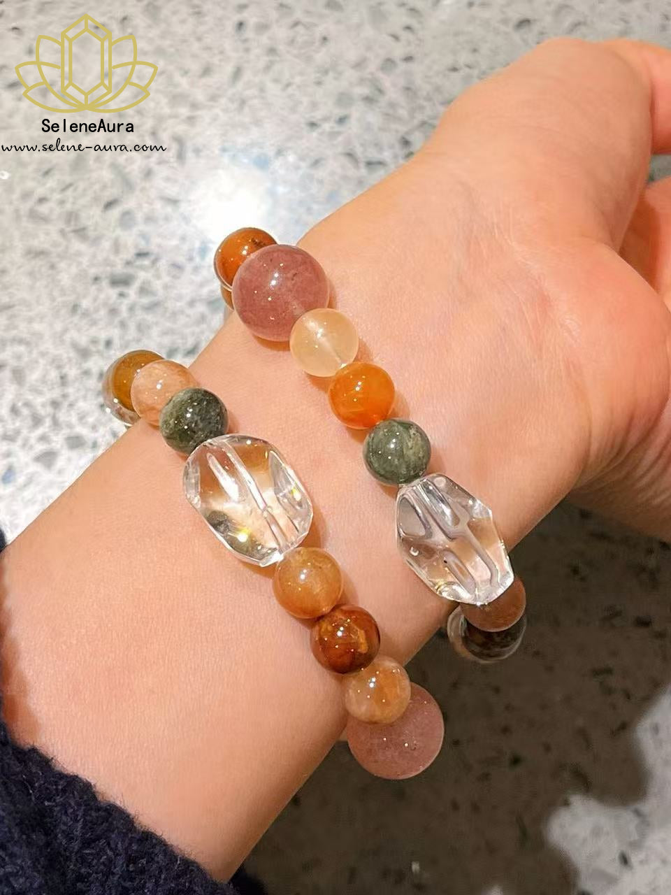 Multikristall-Armband mit Regenbogen-Rutilquarz – Handmade Energiebalance