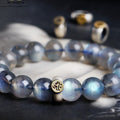 Grauer Mondstein Armband Natürlicher Blauer Schimmer Handgefertigt