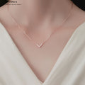 V-förmiges Zirkonia Halskette S925 Silber Vollbesetzt | Koreanischer Minimalismus | Edles Statement-Schmuck