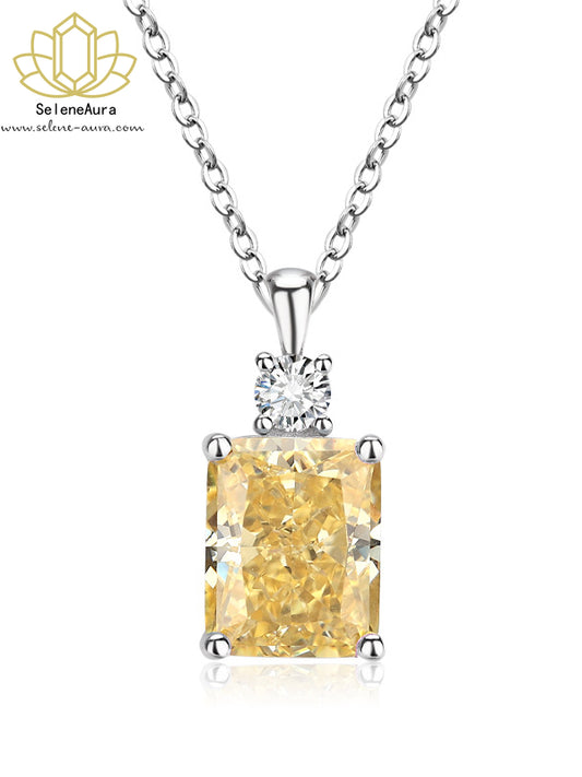 Silber Parfumflakon Halskette | Eisblumen-Schliff Zirkonia | Edles Rechteck-Anhänger