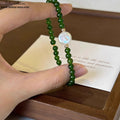 Grüner Achat & Perlen Armband  | Handgefertigter Naturstein Schmuck | Herzchakra Harmonie