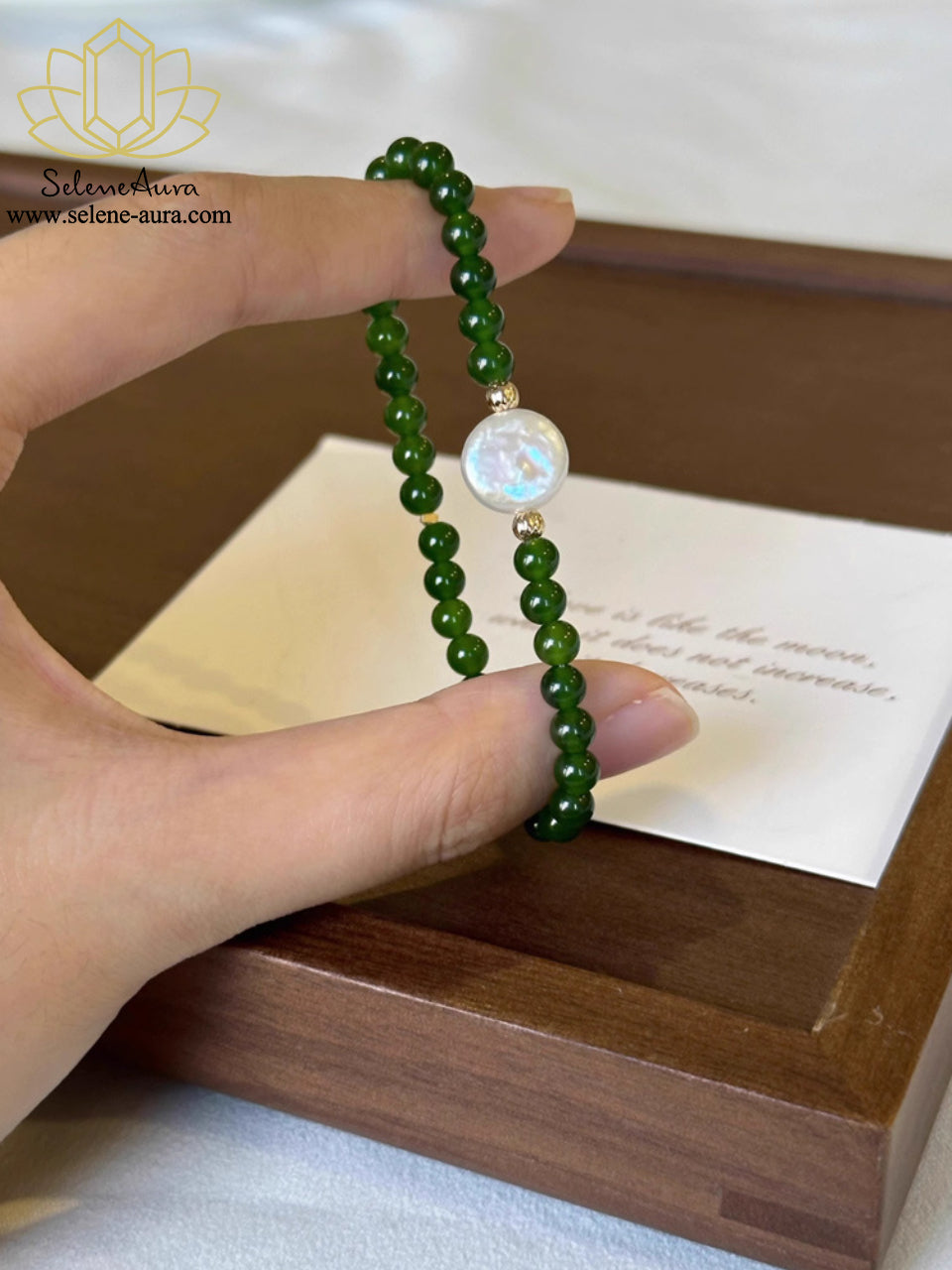 Grüner Achat & Perlen Armband  | Handgefertigter Naturstein Schmuck | Herzchakra Harmonie