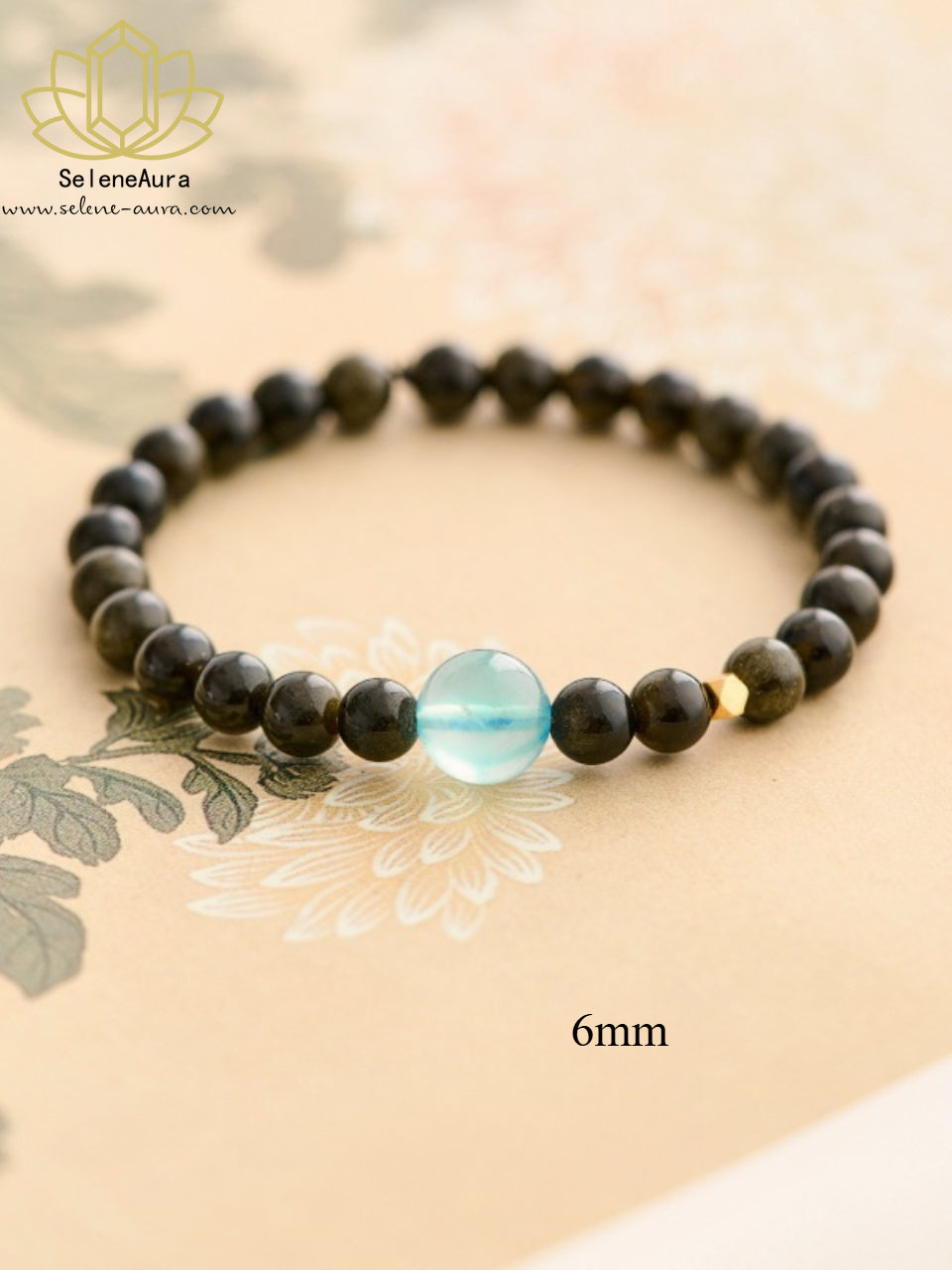 Obsidian Armband "Ozeanbalance" | Handgefertigt  Schutzstein | Wasserenergie