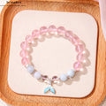Handgefertigte Aquamarin & Rosenquarz Perlenarmband