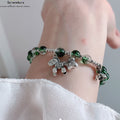 Grüner Phantom Quarz Armband mit 925 Silber Glöckchen