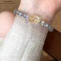 Natürlicher Graumond & Citrin Pixiu Armband Doppelte Reichtumsenergie