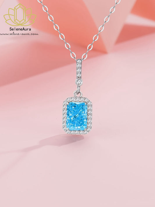 Rosenquarz Zuckerwürfel Parfümflakon Anhänger S925 Silber Rhodium Rosa Diamanten