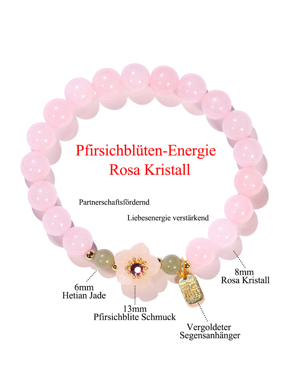 Natürliches Rosenquarz Armband | Liebesenergie-Aktivierung | Romantikdesign