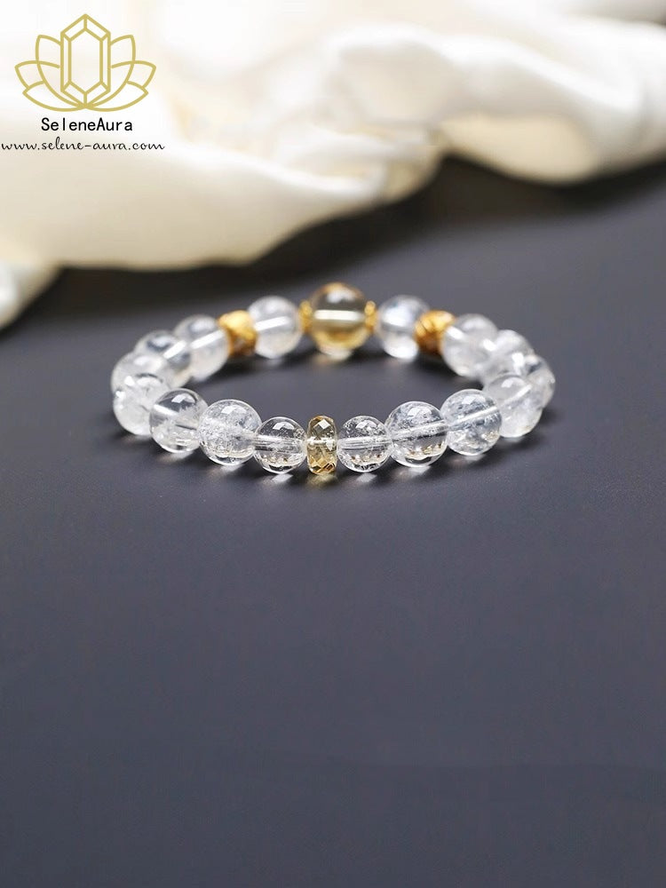 Weiße und gelbe zweifarbige Kristallketten Damenschmuck für jeden Tag Weißer Kristall-Heilschmuck