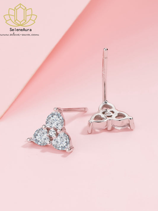 SeleneAura Mini-Dreieck Ohrstecker mit Rosa Quarz | Zart & Energiegeladen