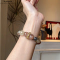 Natürlicher Amethyst Phantom & Mondstein Armreif Stärkend - Schwarzgold