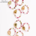 Buntes Turmalin & Perlen Ring Set  | S925 Goldplattiert |  Kristallring
