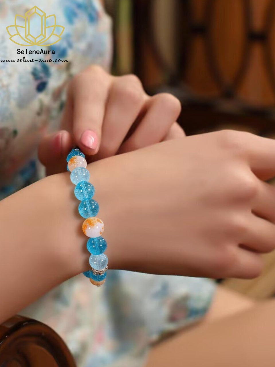 Drachenprinz Ao Bing Armband | Blauer Kristall & Gelber Turmquarz | Tierkreis-Energie für Schutz