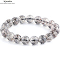 Schwarzer Super 7 Kristall Armband｜Schillernder Glimmer Heilstein｜7-Mineralien Energie Schmuck