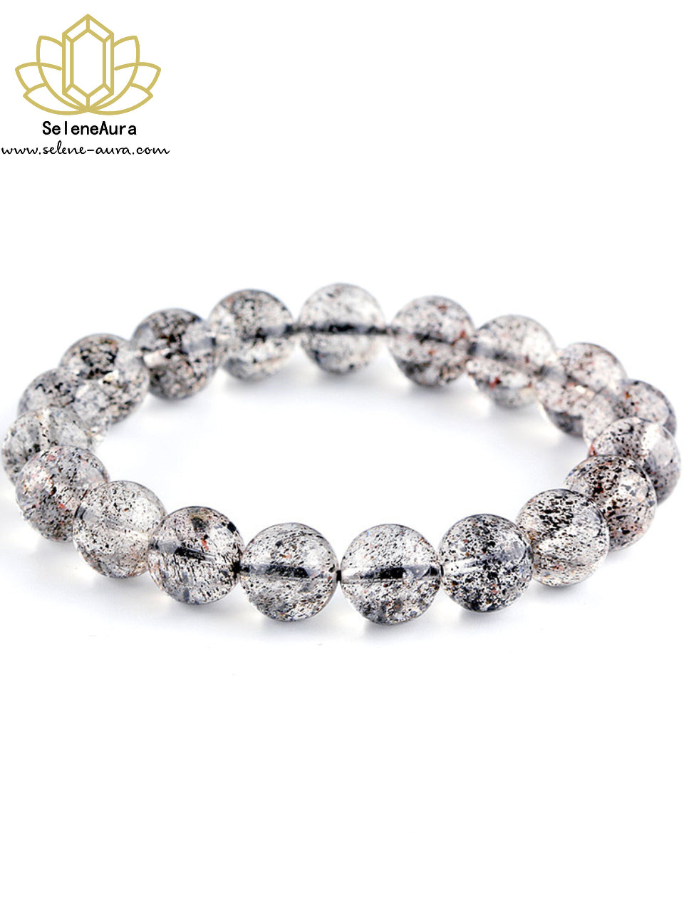 Schwarzer Super 7 Kristall Armband｜Schillernder Glimmer Heilstein｜7-Mineralien Energie Schmuck