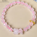 Rosenquarz Bären Armband - Facettiert  Handgefertigter Schmuck für Liebe & Harmonie