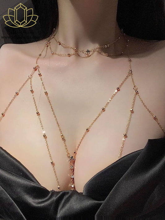 Verstellbare Körperkette & Bikini-Kette | Mehrreihiger Schmuck für Strand & Party | Sexy Gliederketten-Décolleté