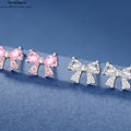Silber Schmetterling Ohrstecker mit Pink Zirkonia & Strass