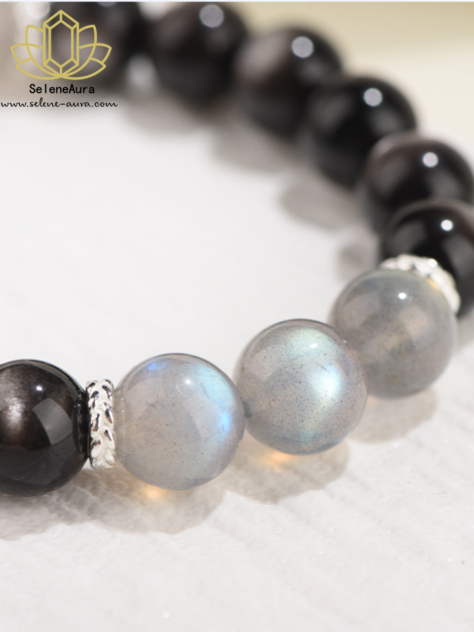SeleneAura Armband "Nachtanker" - Natürlicher Schwarzer Obsidian