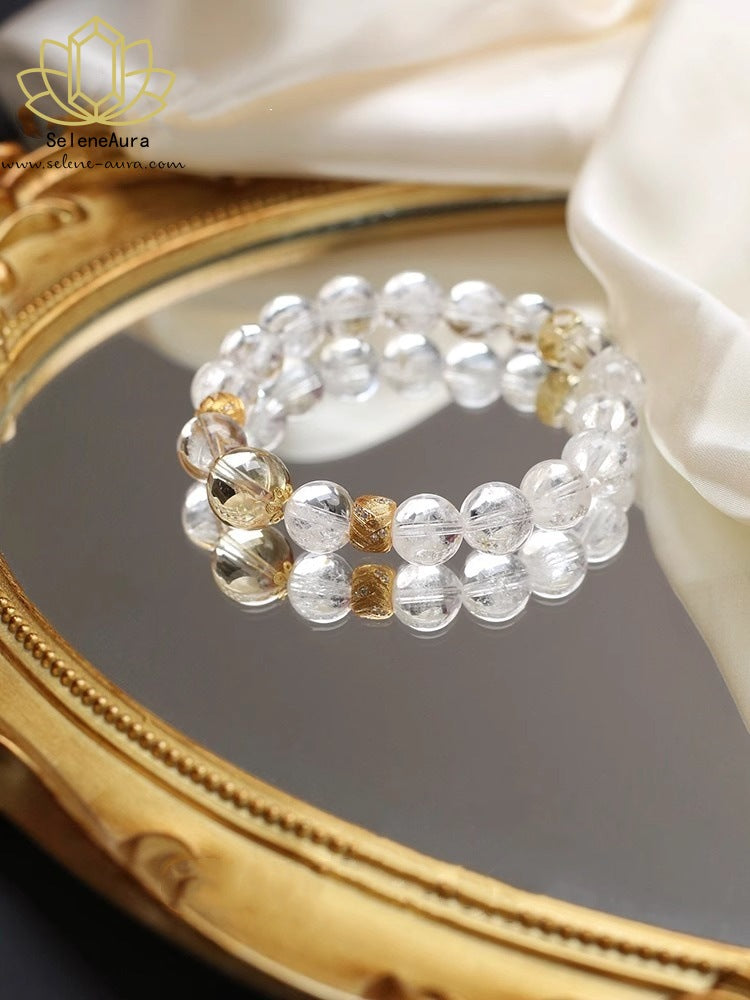 Weiße und gelbe zweifarbige Kristallketten Damenschmuck für jeden Tag Weißer Kristall-Heilschmuck