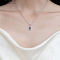 Silber Blue Saphir Anhänger | Koreanischer Trend | 925 Rhodium | Elegantes Collier