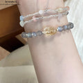 Natürlicher Graumond & Citrin Pixiu Armband Doppelte Reichtumsenergie
