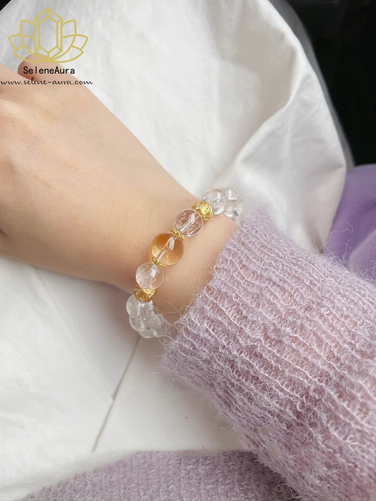 Weiße und gelbe zweifarbige Kristallketten Damenschmuck für jeden Tag Weißer Kristall-Heilschmuck