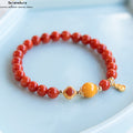 Nan Hong Armband | Satte Sichuan-Achat | S925 Klee & Bernstein Glücksperlen | Asiatisches Rotjuwel
