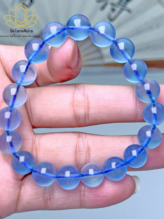 SeleneAura Brasilianischer Tiefblauer Aquamarin Armband Energieheilung Handpoliert
