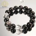 Natürlicher Obsidian Glücksperlen ArmbandPaar KristallschmuckOriginaldesign