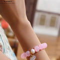 Natürliches Rosenquarz & Perlen Armband | Herzchakra-Energietrio | Glückssymbol Design
