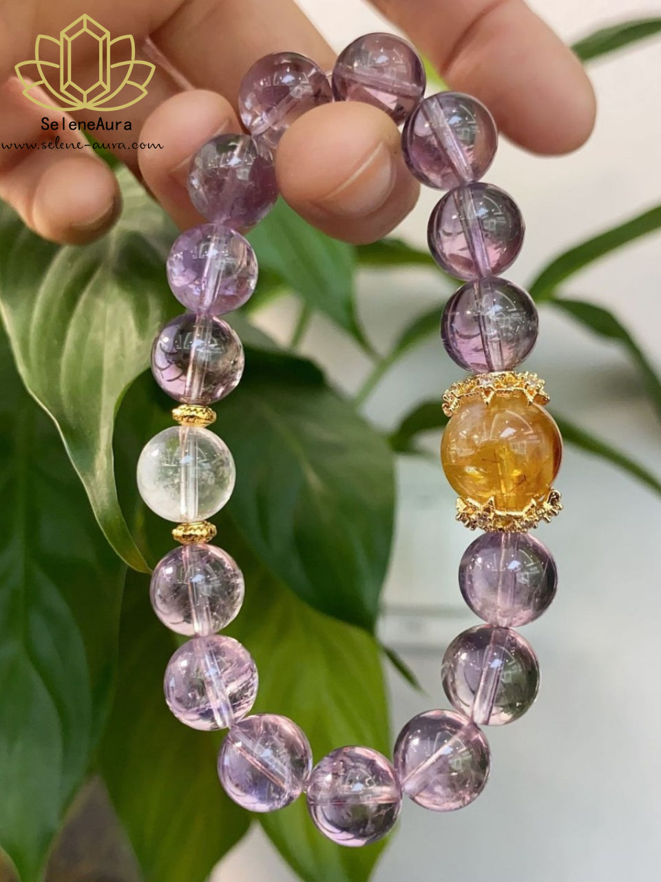 Amethyst & Citrin Armband｜Feuerenergie Chakra Schmuck｜Heilsteine für Reichtum & Schutz