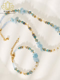 Meerjungfrau-Aura Armband & Halskette: Aquamarin, Blaue Kristalle, Barockperlen