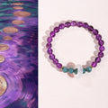 Neun-Lila-Flammen Amethyst Armband | Weisheits-Steinkreis | Saphirit & Chalzedon Energie