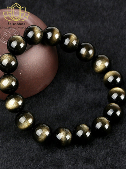 Goldener Katzenaugen-Obsidian Armband - Schutz & Wohlstandsenergie