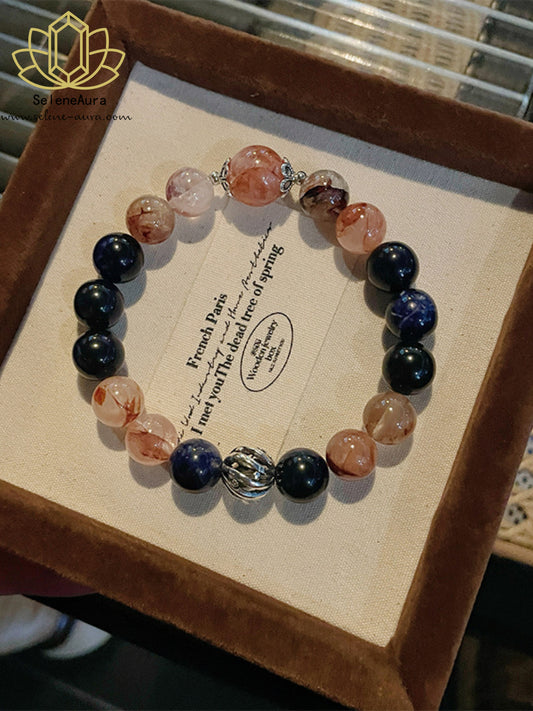 Roter Aventurin & Chrysokoll Armband  10+12mm Edelstein Energie | Handgefertigt